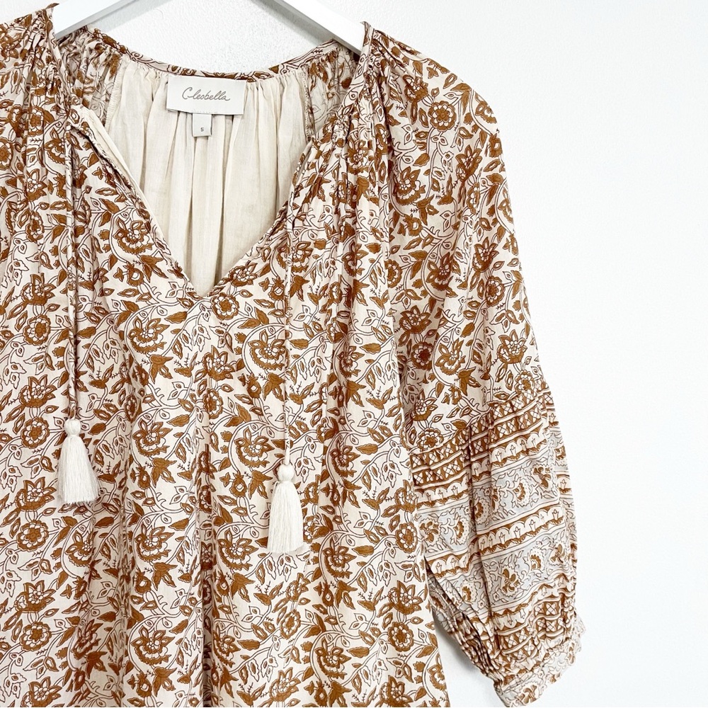 BOGO! Cleobella Rosy Block Print Cotton Mini Dress Tan Size Small - Picture 5 of 11